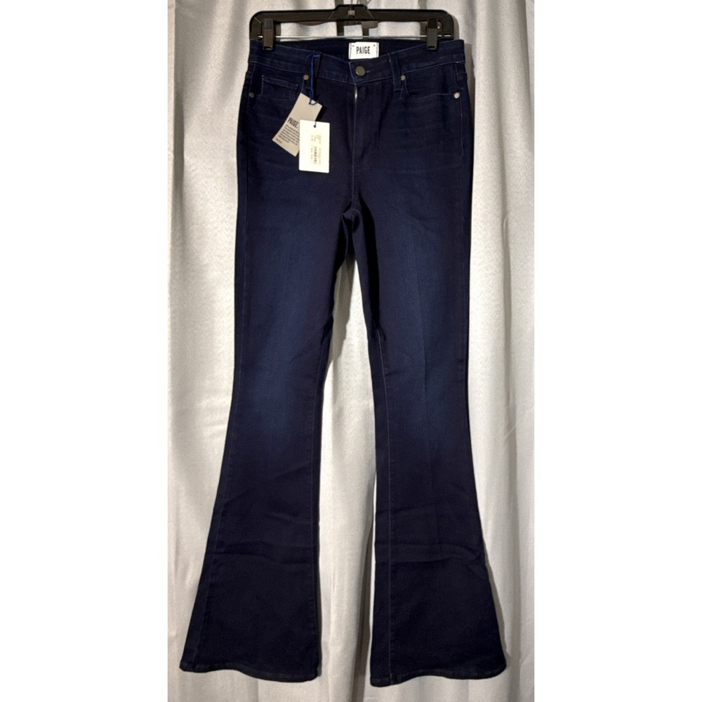 NWT PAIGE Bell Canyon High-Rise Flare Jeans Women's Size 29 Dark Indigo Blue